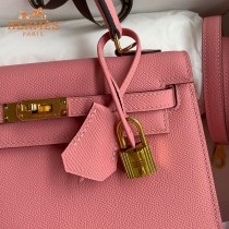 HERMES  奶昔粉   原單 Kelly 25cm 進口Epsom皮  蠟線工藝