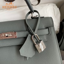 HERMES  杏仁绿   原單 Kelly 25cm 進口Epsom皮  蠟線工藝