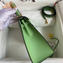 HERMES  牛油果绿   原單 Kelly 25cm 進口Epsom皮  蠟線工藝