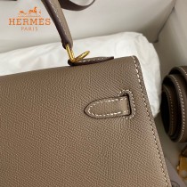 HERMES  大象灰   原單 Kelly 25cm 進口Epsom皮  蠟線工藝