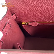 HERMES  酒红   原單 Kelly 25cm 進口Epsom皮  蠟線工藝