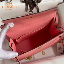 HERMES  奶昔粉   原單 Kelly 25cm 進口Epsom皮  蠟線工藝