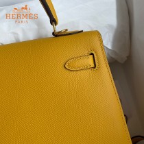 HERMES  琥珀黄   原單 Kelly 25cm 進口Epsom皮  蠟線工藝