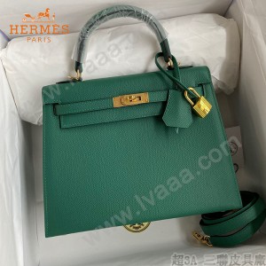 HERMES  森林绿  原單 Kelly 25cm 進口Epsom皮  蠟線工藝