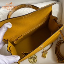 HERMES  琥珀黄   原單 Kelly 25cm 進口Epsom皮  蠟線工藝