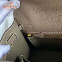 HERMES  大象灰   原單 Kelly 25cm 進口Epsom皮  蠟線工藝