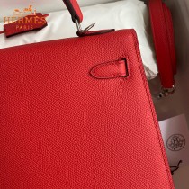 HERMES  大红   原單 Kelly 25cm 進口Epsom皮  蠟線工藝