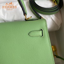 HERMES  牛油果绿   原單 Kelly 25cm 進口Epsom皮  蠟線工藝