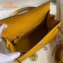 HERMES  琥珀黄   原單 Kelly 25cm 進口Epsom皮  蠟線工藝