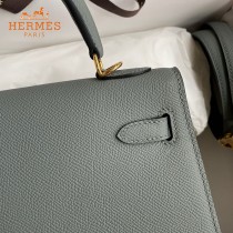 HERMES  杏仁绿   原單 Kelly 25cm 進口Epsom皮  蠟線工藝