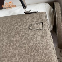 HERMES  沥青灰   原單 Kelly 25cm 進口Epsom皮  蠟線工藝