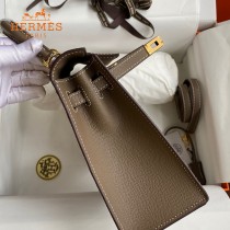 HERMES  大象灰   原單 Kelly 25cm 進口Epsom皮  蠟線工藝