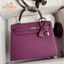 HERMES  海葵紫   原單 Kelly 25cm 進口Epsom皮  蠟線工藝