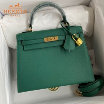 HERMES  森林绿  原單 Kelly 25cm 進口Epsom皮  蠟線工藝