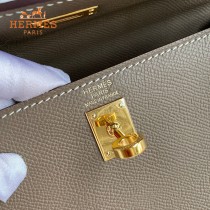 HERMES  大象灰   原單 Kelly 25cm 進口Epsom皮  蠟線工藝