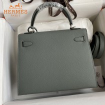 HERMES  杏仁绿   原單 Kelly 25cm 進口Epsom皮  蠟線工藝