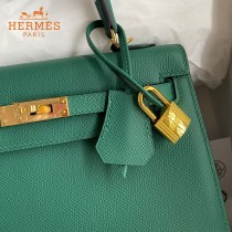 HERMES  森林绿  原單 Kelly 25cm 進口Epsom皮  蠟線工藝