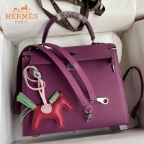 HERMES  海葵紫   原單 Kelly 25cm 進口Epsom皮  蠟線工藝