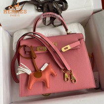 HERMES  奶昔粉   原單 Kelly 25cm 進口Epsom皮  蠟線工藝