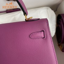 HERMES  海葵紫   原單 Kelly 25cm 進口Epsom皮  蠟線工藝