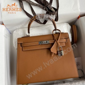 HERMES  金棕   原單 Kelly 25cm 進口Epsom皮  蠟線工藝