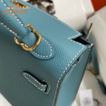 HERMES  牛仔蓝   原單 Kelly 25cm 進口Epsom皮  蠟線工藝