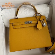 HERMES  琥珀黄   原單 Kelly 25cm 進口Epsom皮  蠟線工藝