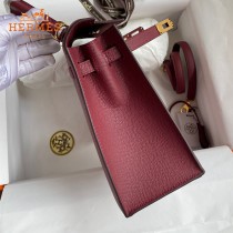 HERMES  酒红   原單 Kelly 25cm 進口Epsom皮  蠟線工藝