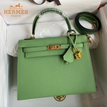 HERMES  牛油果绿   原單 Kelly 25cm 進口Epsom皮  蠟線工藝