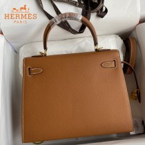 HERMES  金棕   原單 Kelly 25cm 進口Epsom皮  蠟線工藝