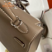 HERMES  大象灰   原單 Kelly 25cm 進口Epsom皮  蠟線工藝