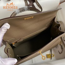 HERMES  大象灰   原單 Kelly 25cm 進口Epsom皮  蠟線工藝