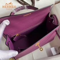 HERMES  海葵紫   原單 Kelly 25cm 進口Epsom皮  蠟線工藝