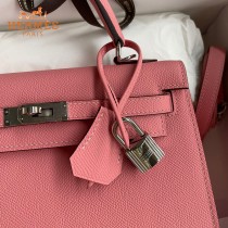 HERMES  奶昔粉   原單 Kelly 25cm 進口Epsom皮  蠟線工藝