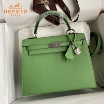 HERMES  牛油果绿   原單 Kelly 25cm 進口Epsom皮  蠟線工藝