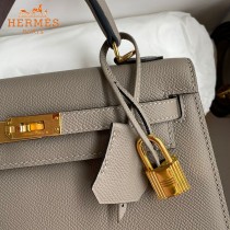 HERMES  沥青灰   原單 Kelly 25cm 進口Epsom皮  蠟線工藝