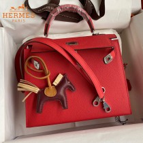 HERMES  大红   原單 Kelly 25cm 進口Epsom皮  蠟線工藝