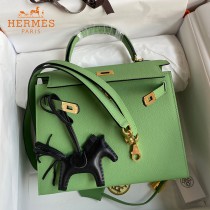 HERMES  牛油果绿   原單 Kelly 25cm 進口Epsom皮  蠟線工藝