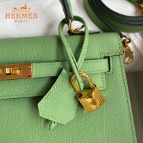 HERMES  牛油果绿   原單 Kelly 25cm 進口Epsom皮  蠟線工藝