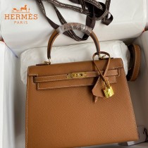 HERMES  金棕   原單 Kelly 25cm 進口Epsom皮  蠟線工藝