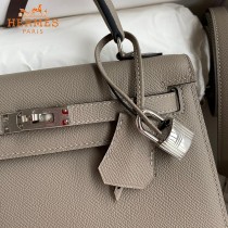 HERMES  沥青灰   原單 Kelly 25cm 進口Epsom皮  蠟線工藝