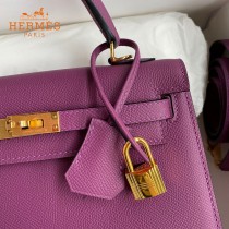 HERMES  海葵紫   原單 Kelly 25cm 進口Epsom皮  蠟線工藝