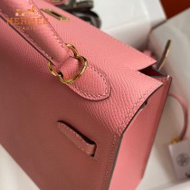 HERMES  奶昔粉   原單 Kelly 25cm 進口Epsom皮  蠟線工藝