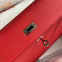 HERMES  大红   原單 Kelly 25cm 進口Epsom皮  蠟線工藝