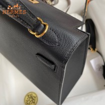 HERMES  黑色  原單 Kelly 25cm 進口Epsom皮  蠟線工藝