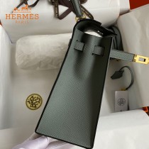 HERMES  杏仁绿   原單 Kelly 25cm 進口Epsom皮  蠟線工藝