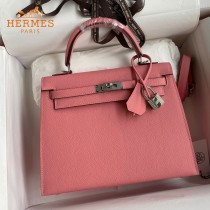 HERMES  奶昔粉   原單 Kelly 25cm 進口Epsom皮  蠟線工藝