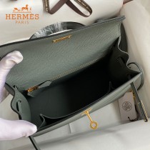 HERMES  杏仁绿   原單 Kelly 25cm 進口Epsom皮  蠟線工藝