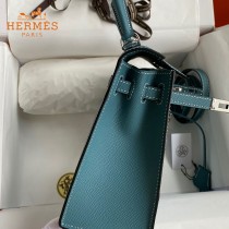 HERMES  牛仔蓝   原單 Kelly 25cm 進口Epsom皮  蠟線工藝