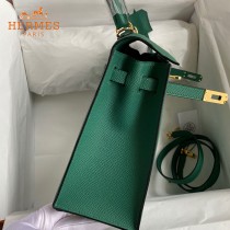 HERMES  森林绿  原單 Kelly 25cm 進口Epsom皮  蠟線工藝